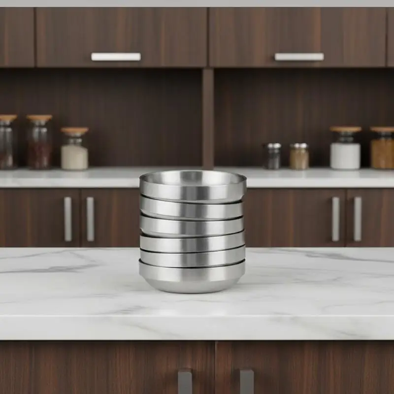 Food Grade Stainless Steel Dipping Bowl Double Layer Thickened Small Sauce Dish for Soy Sauce Vinegar Kitchen Serving