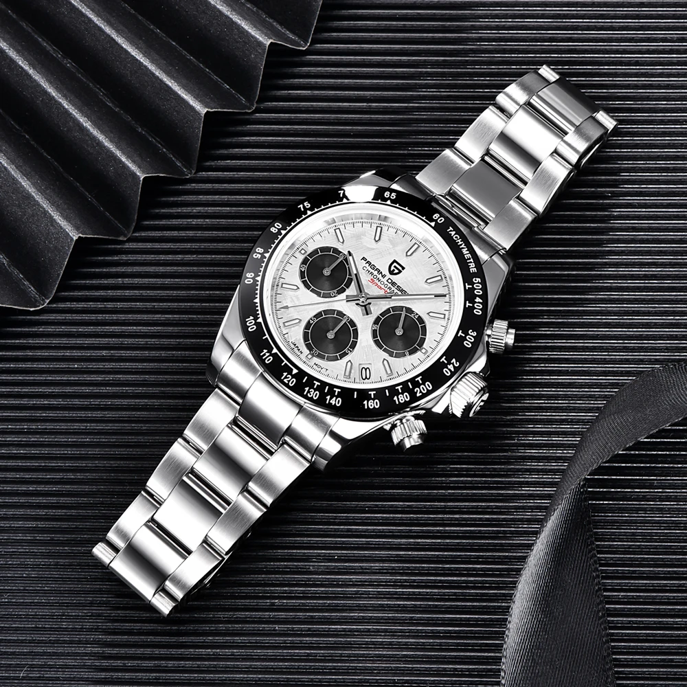 PAGANI DESIGN 2026 New Meteorite White Chronograph Men's Watch Luxury Automatic Date Quartz Watch For Men Stainless Steel  Watch