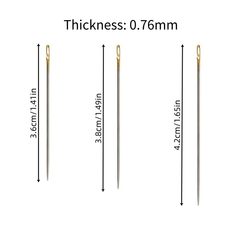 12/24 Stück Seitenloch-Blindnähnadeln aus Edelstahl, Nadeln für Senioren, Handnähnadeln, DIY-Heimnähzubehör, selbstfädelnde Nadeln – Detail 1