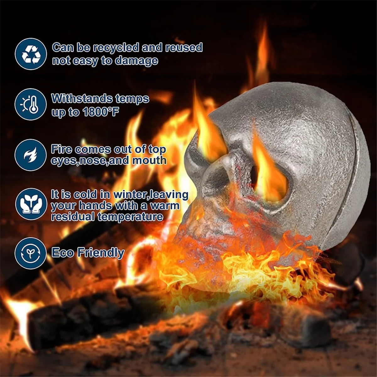 3PCS Lava Skull Rocks Skull for Fire Pit Skeleton Fire Pit