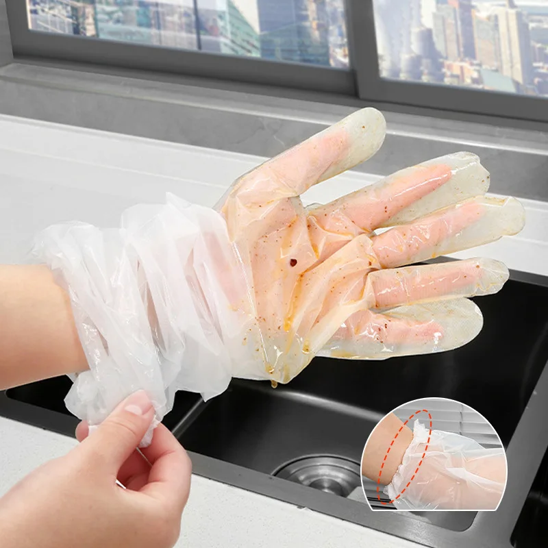 10-30pcs Disposable Gloves Upgrade Long Sleeve Gloves for Kitchen Bathroom Cleaning Tools Women Housewife Cleaning Glove