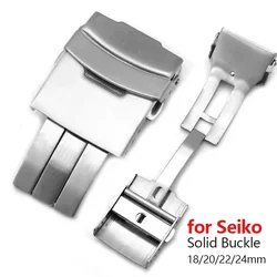 Solid Stainless Steel 304 Safety Buckle for Seiko Strap Metal Folding Clasp Watch Belt Button 18 20 22 24mm Watch Accessories