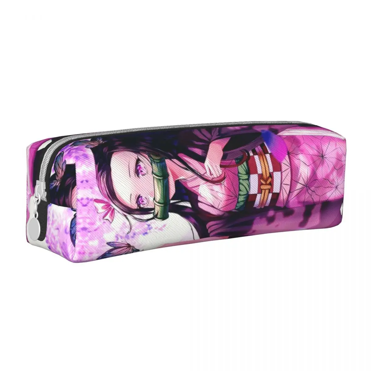 Nezuko Anime Demônio Slayer Lápis Casos, Big Capacidade Pen Bag, Material Escolar, Zipper Papelaria, Novo