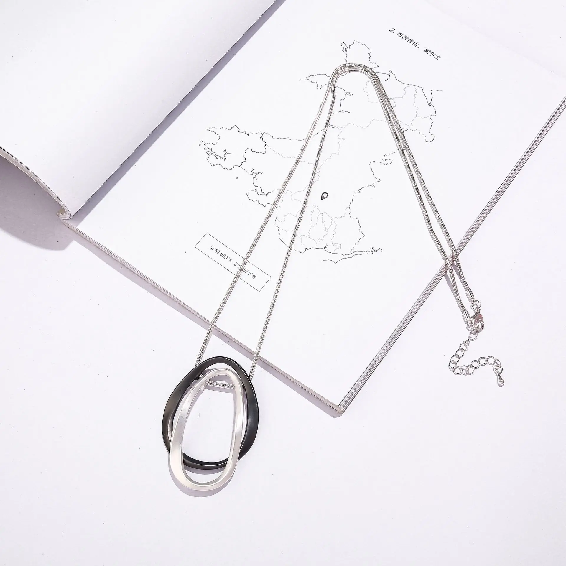 Long Necklace Multilevel Double Plated Vintage Statement Geometric Pendants Women Fashion Jewelry Mujer Kolye Jewelry