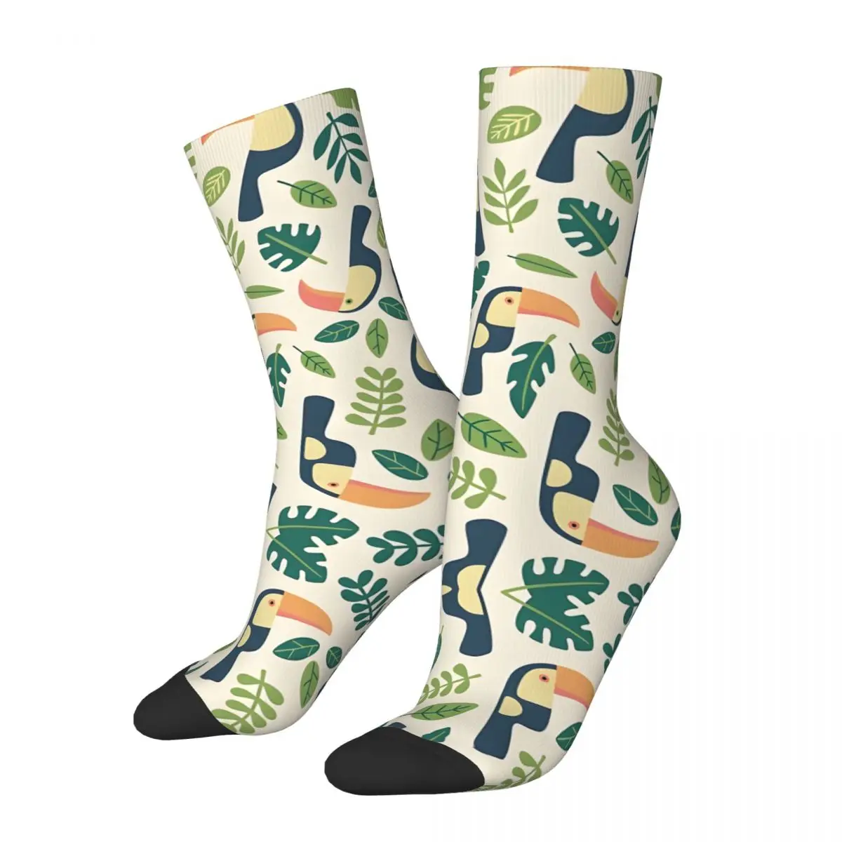 Retro Toucans Men's compression Socks Unisex Harajuku Pattern Printed Novelty Crew Sock