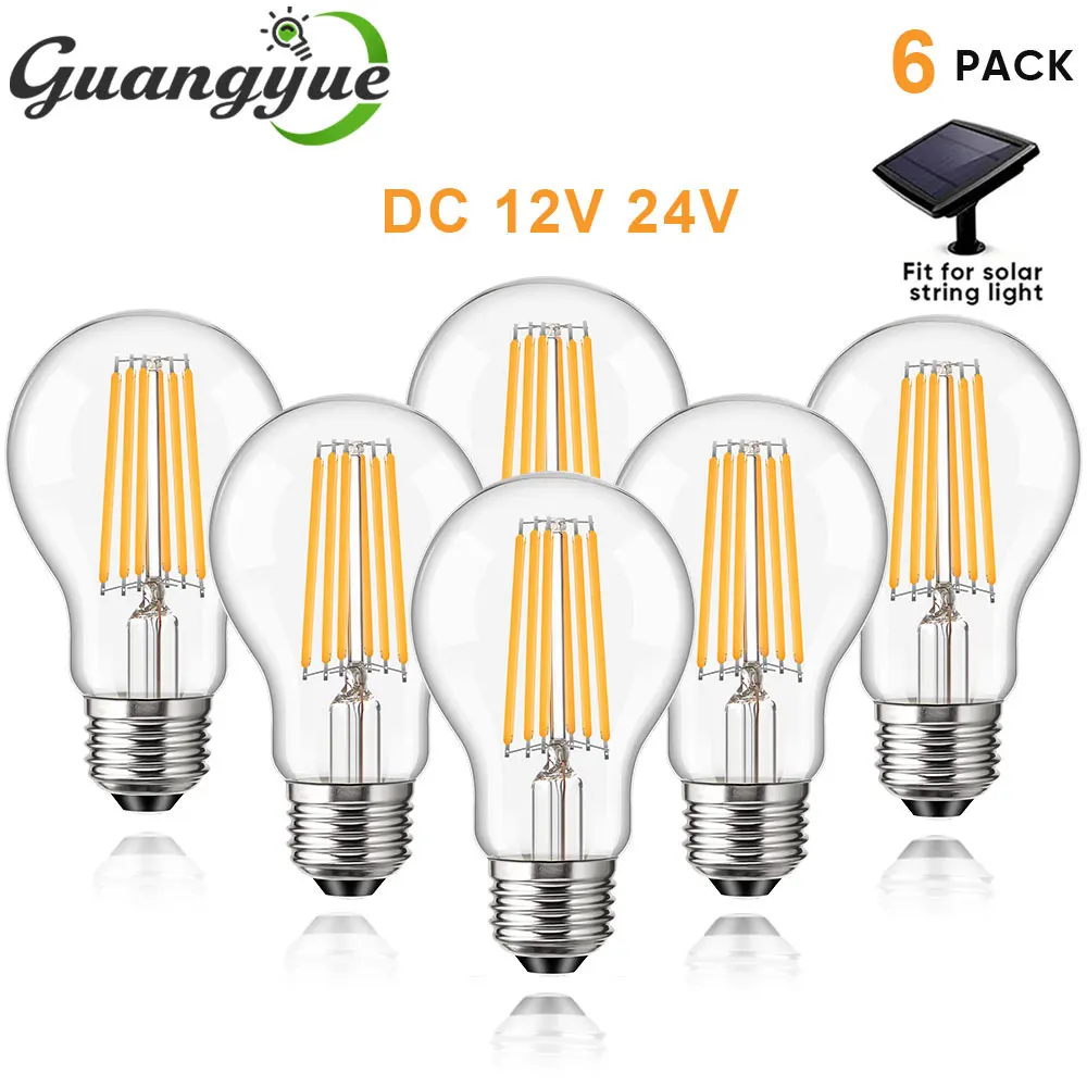 24V 12V Low Voltage LED Bulb Warm White 2700K 6W E27 A19 Light Bulbs for Off-Grid Solar Battery Systems RVs Marine Lighting