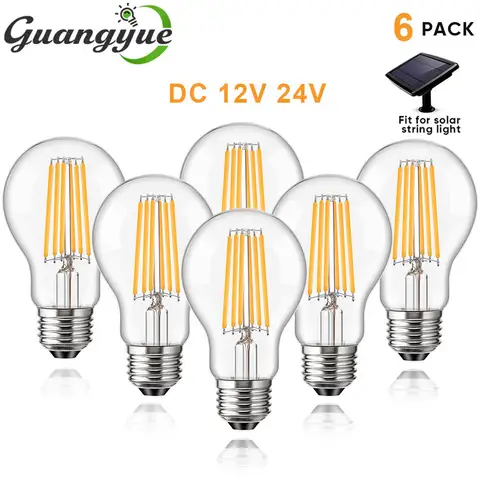 24V 12V Low Voltage LED Bulb Warm White 2700K 6W E27 A19 Light Bulbs for Off-Grid Solar Battery Systems RVs Marine Lighting