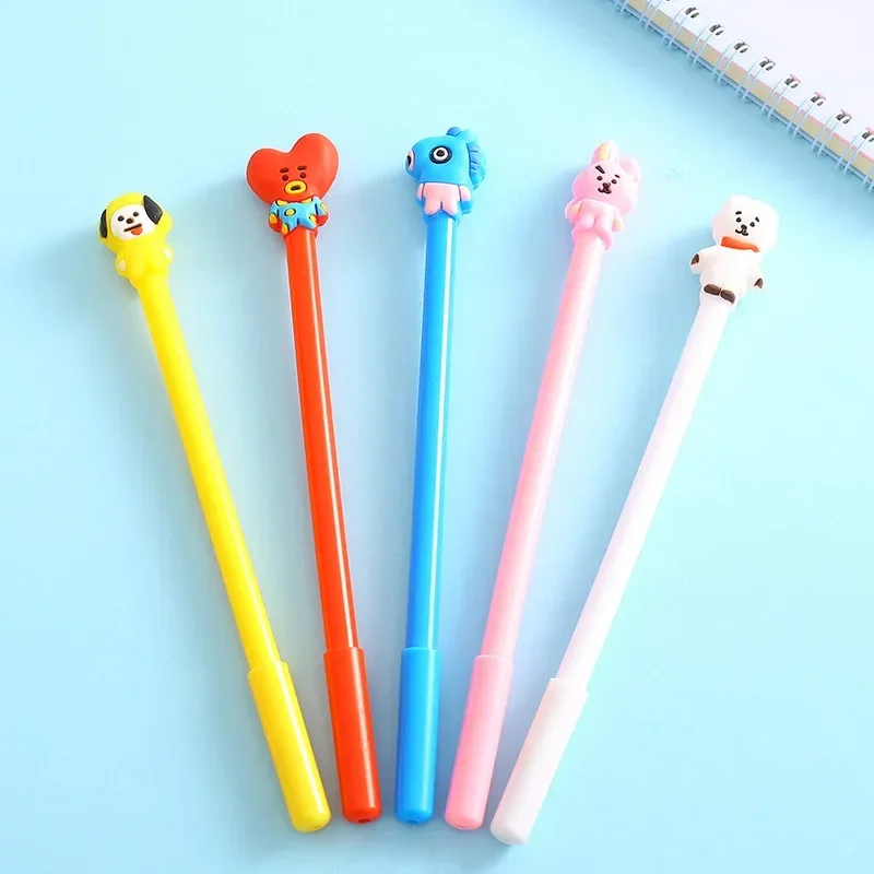 Kawaii BT21 Tata Chimmy Kpop Cartoon Doll Gel Pen Water Pen Ballpoint Pen Cute Student Stationery Heart Children Birthday Gifts