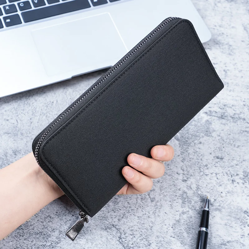 Neue lange Canvas-Geldbörse für Herren – Clutch mit großem Fassungsvermögen und Reißverschluss, Business-Casual-Geldbörse mit mehreren Karten für Herren mit geräumiger Aufbewahrung