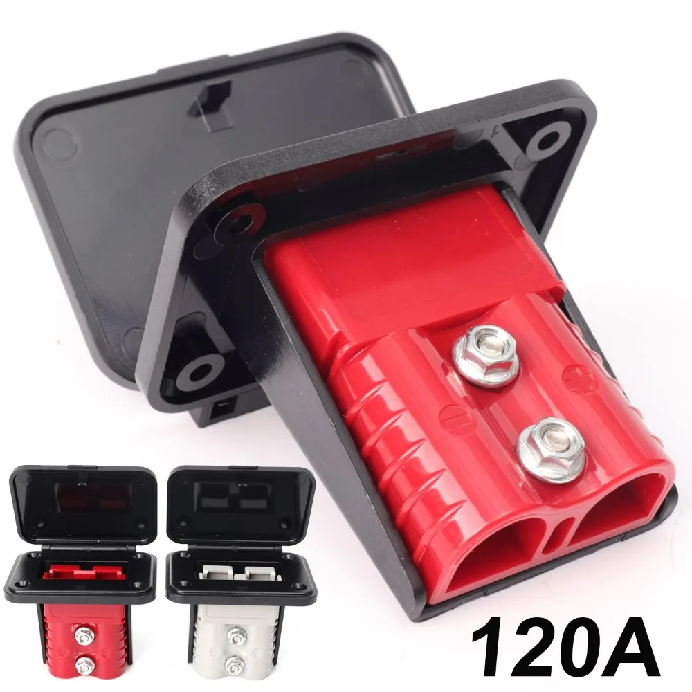 

High Current 120A Power Connector Flush Mount Bracket Panel Dust Cover PC Base Forklift Marine Bus Truck Battery Upgrade Parts