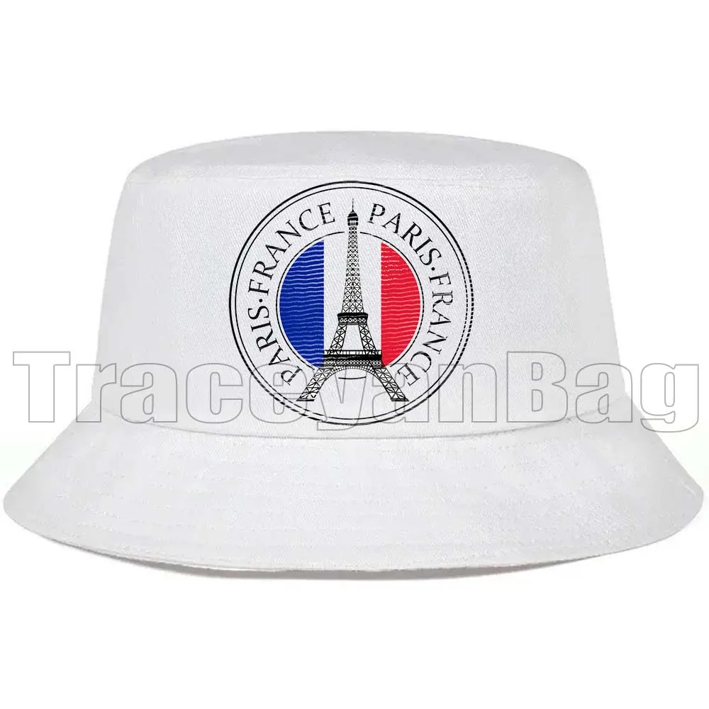 

Vintage Rainbow France Eiffel Tower Sunset Paris Heart White Bucket Hats Fishermen Caps Outdoor Casual Men Women Sunscreen Hat