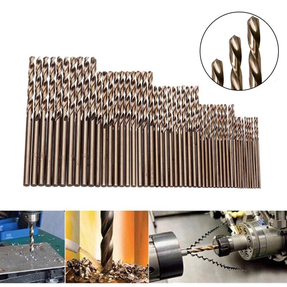 

50pcs HSS-Co 5% M35 Cobalt Drill Bit Set Titanium Coated HSS High Speed Steel Drill Bits Set Power Tools 1/1.5/2/2.5/3mm