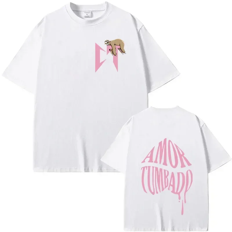 Singer Natanael Cano Amor Tumbado Pink CT Sloth Print T-shirt Women Hip Hop Oversized Streetwear Male Fashijavascript