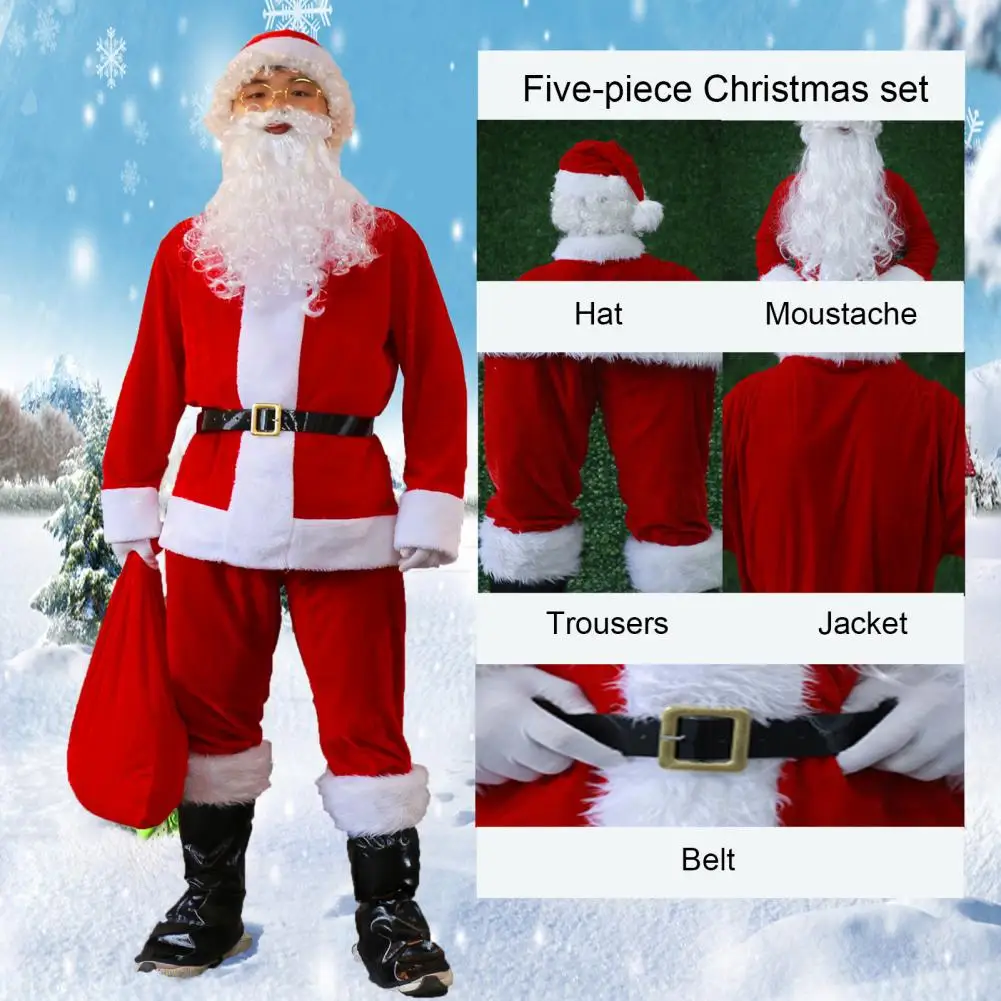 Santa Claus Cosplay Costume Set, Desempenho De Natal, Roupa De Fotografia, Terno Incluindo Drama, Santa Suit