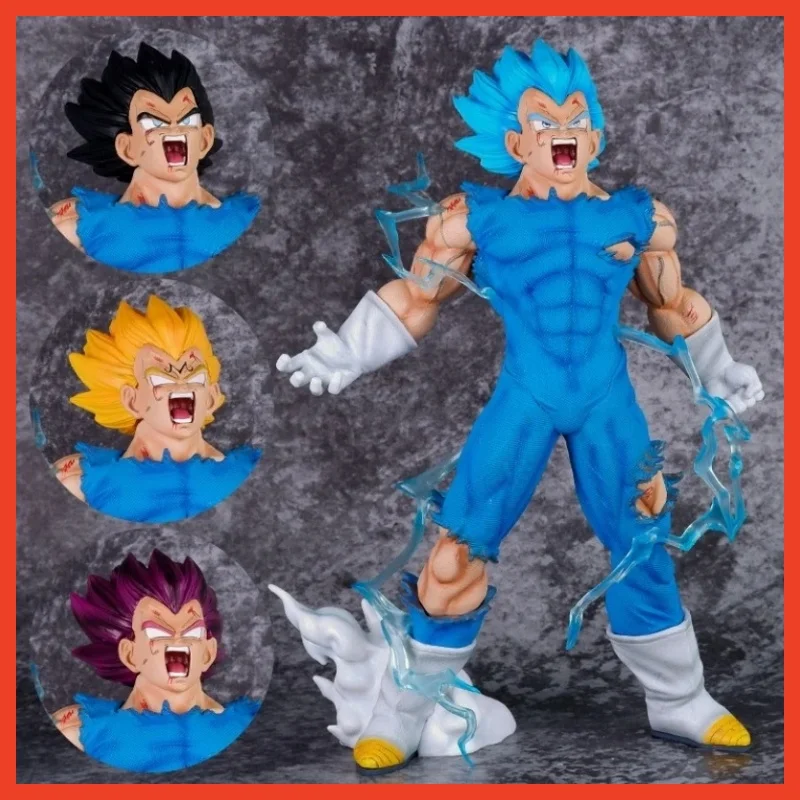 

New Dragon Ball Z Majin Vegeta Action Figure Toy 4 Heads With Led Light Anime Ultra Ego Figurine 27cm Pvc Statue Model Doll Toy