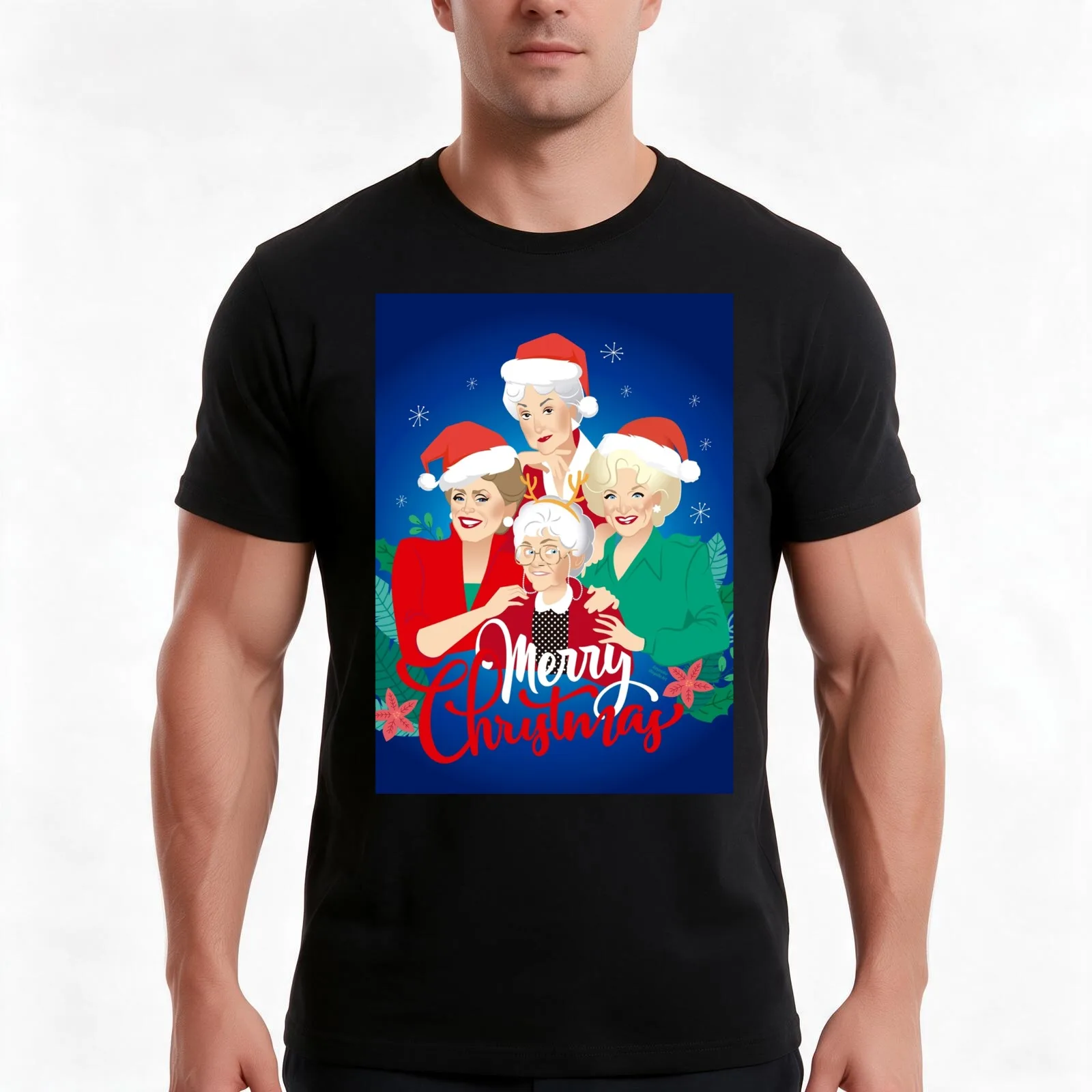 Christmas girls! Greeting Card T-Shirt Summer Casual Cotton Tee Oversized Streetwear Tops Vintage Graphic Print 100% Cotton