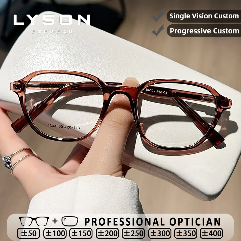 

LYSON Casual Style Round Reading Glasses Women Anti Blue Light Myopia Glasses Anti-Reflective Customized Prescription Eyeglasses