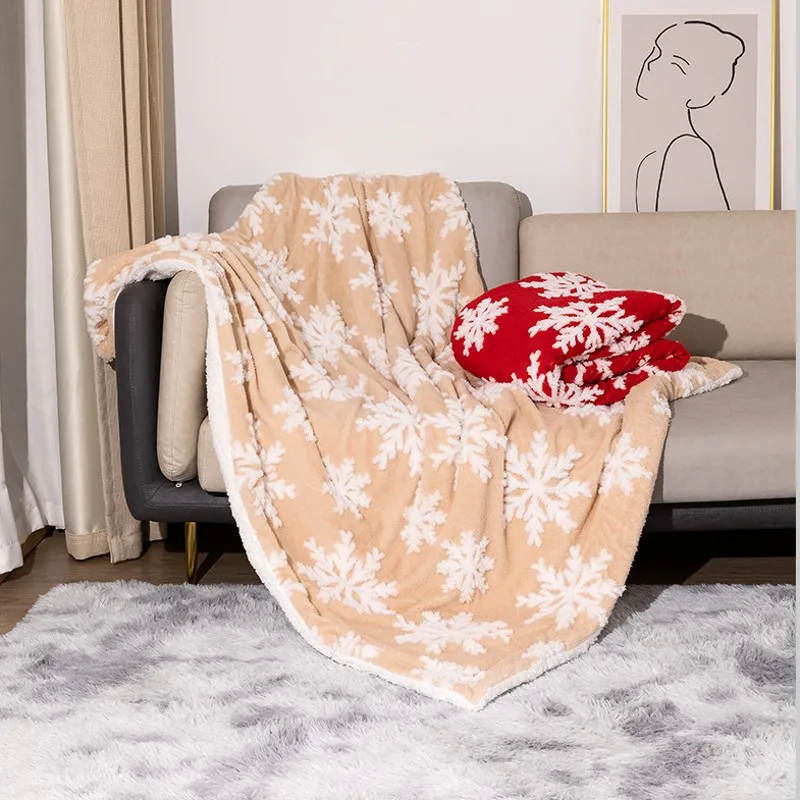 Fall Winter Throw Blanket Snow Thickened Flannel Christmas Portable Tatami Sofa Cover Office Travel Car Bedroom Nap Blanket