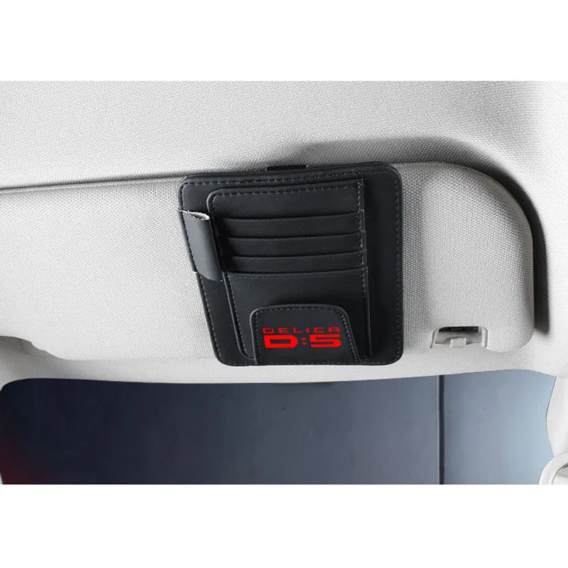 For Mitsubishi Delica D5 Leather Sun Visor Organizer Card Storage Pen Storage Glasses Holder