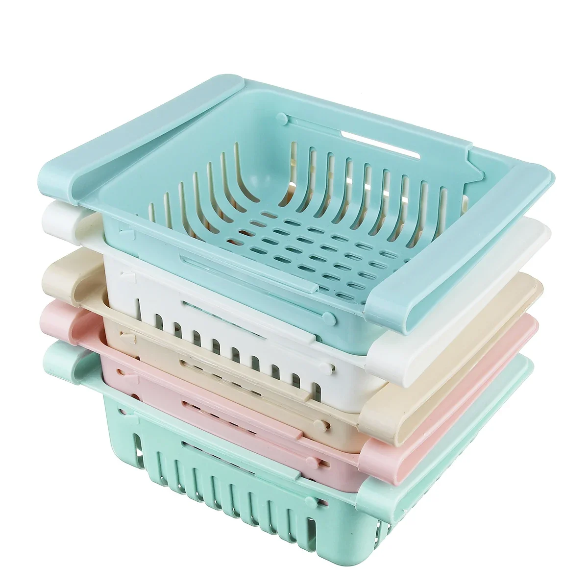 Telescopic Compartment Refrigerator Storage Box Multi-Purpose Fresh-Keeping Pull-Type Sorting Kitchen Organizer