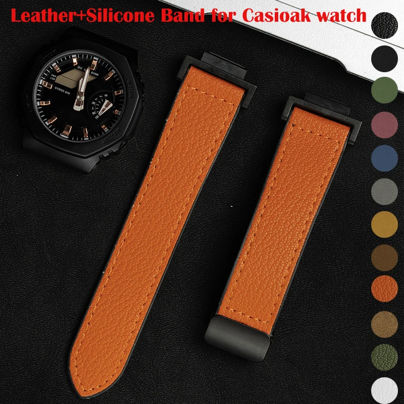 Leder+Silikon-Armband für Casioak GA2100 GA-110/100/120 GD-100 Armband für Casioak DW5600 5000 5030 5052 Uhrenarmband Zubehör