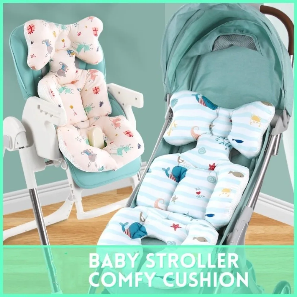 

Soft Baby Stroller Cushion Cartoon Printed Breathable Baby Pram Seat Mat Car Seat Comfortable Dining Chair Cotton Pad Toddler