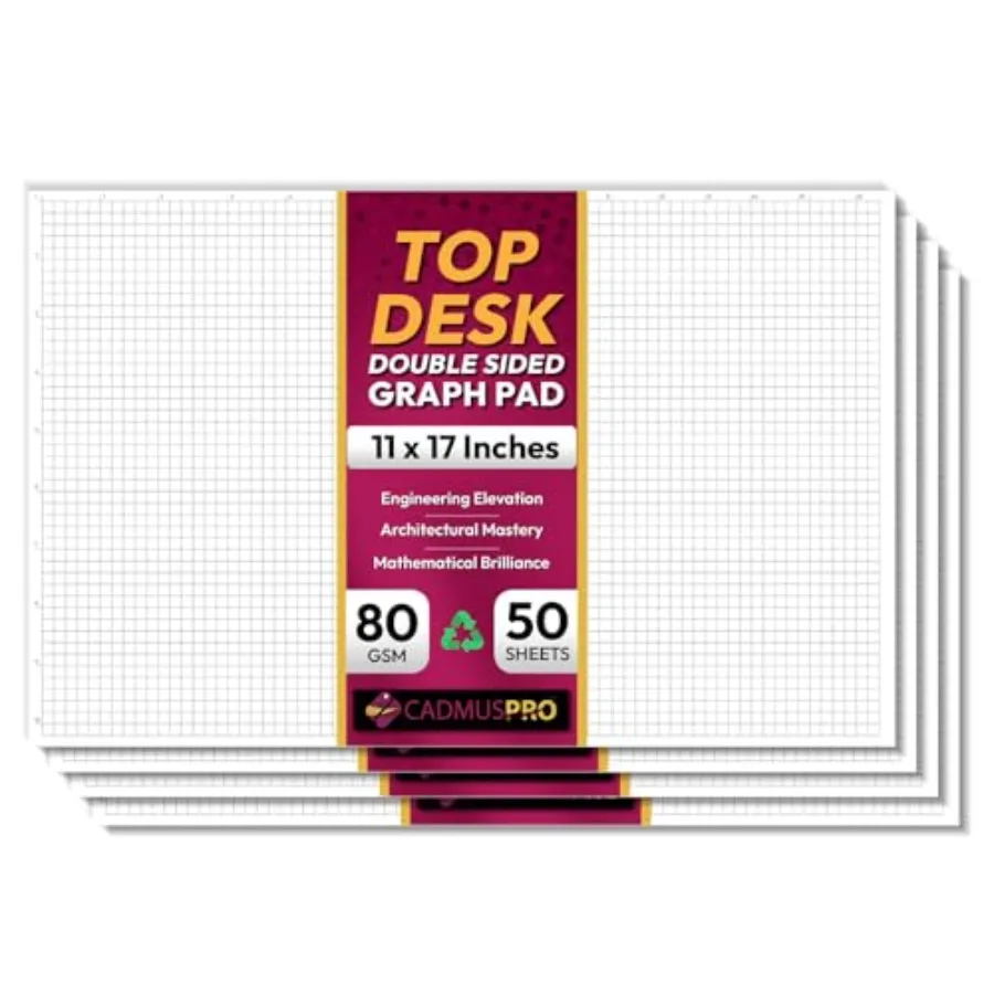 

Large 7x Graph Paper Desk Pad, Pack 00 Sheets, Double-Sided/ Inch Quadrille Grid 80 GSM Ledger Paper for Team Drafting, Archite