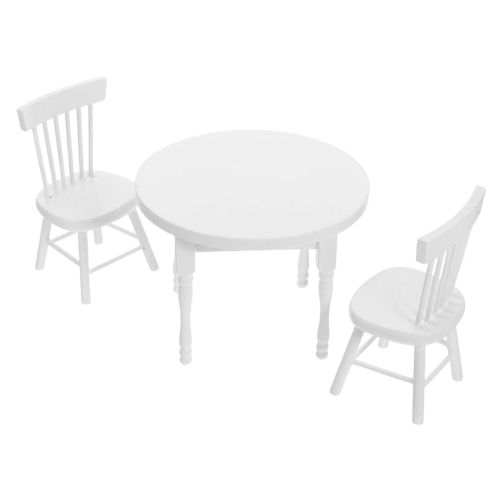 1 ensemble de meubles miniatures en bois, décor de salon blanc, maison de poupée, Table à manger, ensemble de chaises, petits meubles miniatures