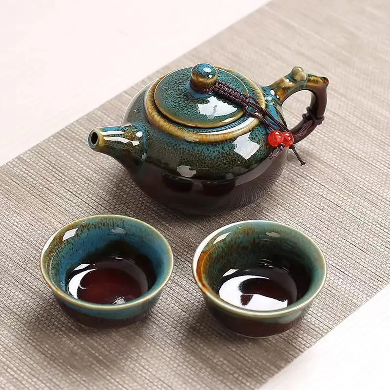 Ceramic Kiln Glaze Travel Tea Set Express Cup Kettles Cups Ceramic and Pottery Chinese Pot Coffee Teapot Teapot Set Gaiwan Tools