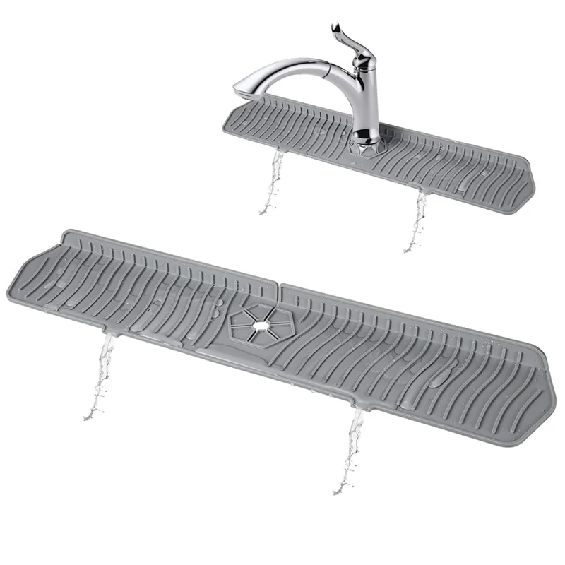 2PCS Kitchen Sink Splash Faucet Mat Splash Catcher, Handle Drip Catcher Tray, Multipurpose for Kitchen Dish Drying Mats