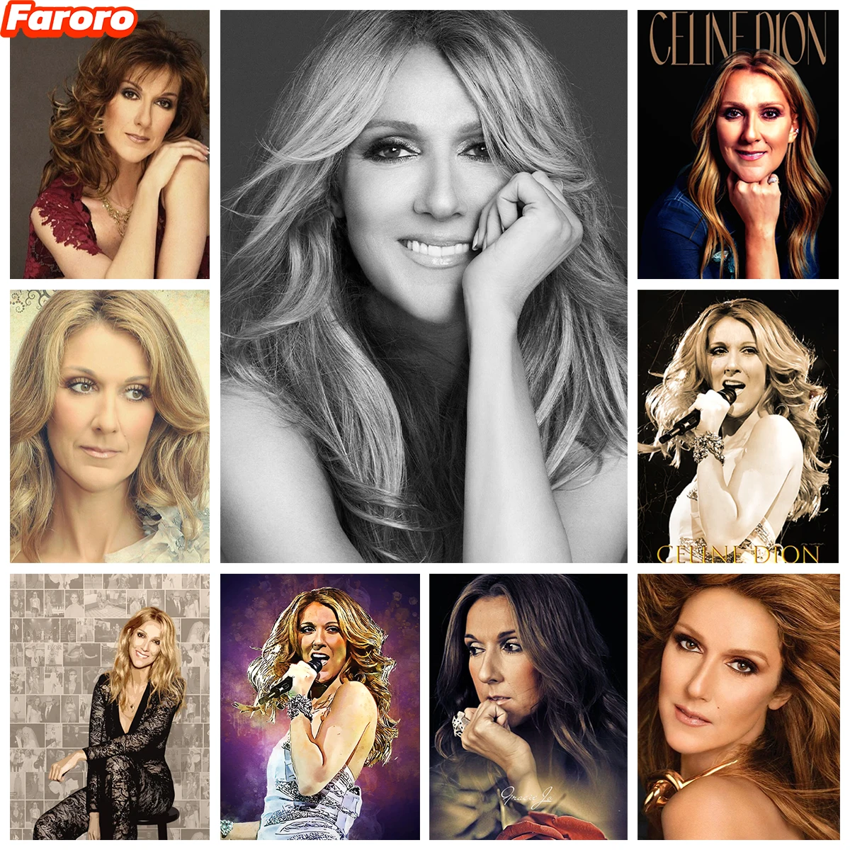 Pintura de diamante 5D para retrato de arte C-Céline Dion, póster de estrella, bordado de diamantes artesanal, diamantes de imitación, decoración del hogar, regalo hecho a mano