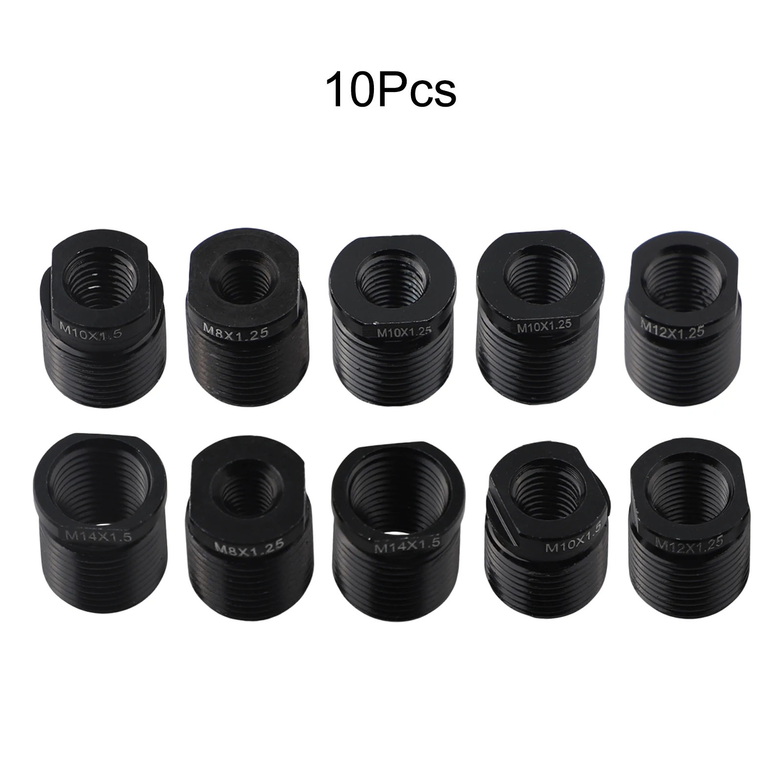 10Pcs /M8x1.25 /M10x1.25 M10x1.5 M12x1.25 M14x1.5 Black Aluminum Alloy Gear Shift Knob Thread Adapter Nut Insert Kit For Car Tr