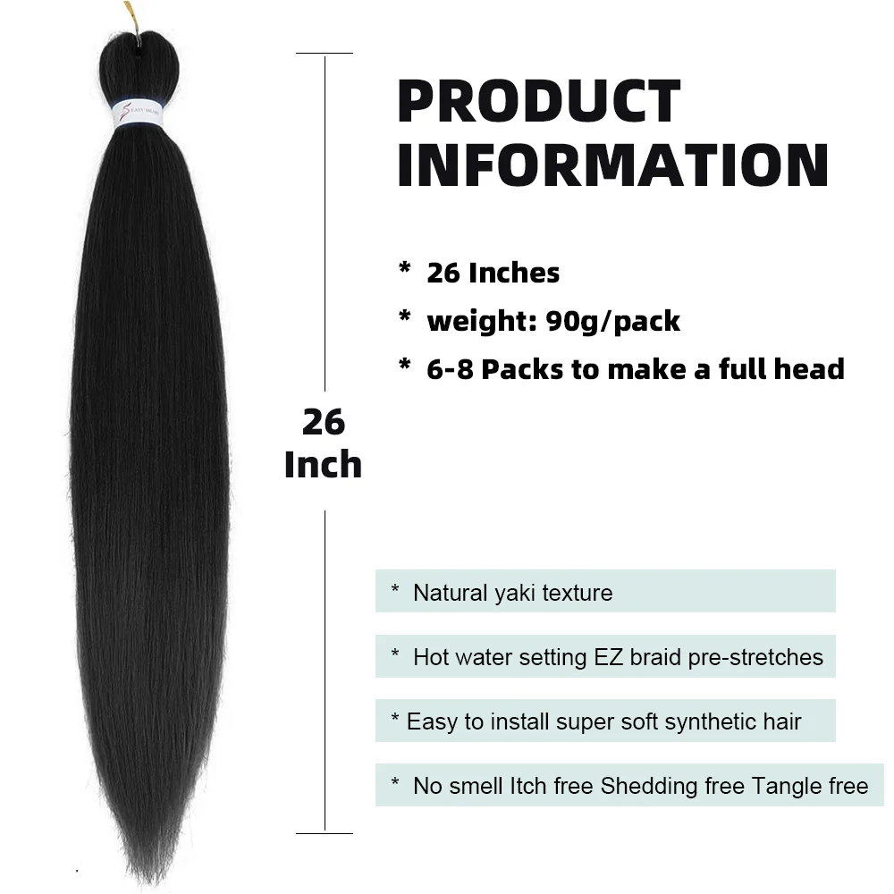 Longas tranças Jumbo extensões de cabelo, cabelo sintético Afro, trança Yaki, reta pré esticada trança, preto e marrom, 26 ", 90g