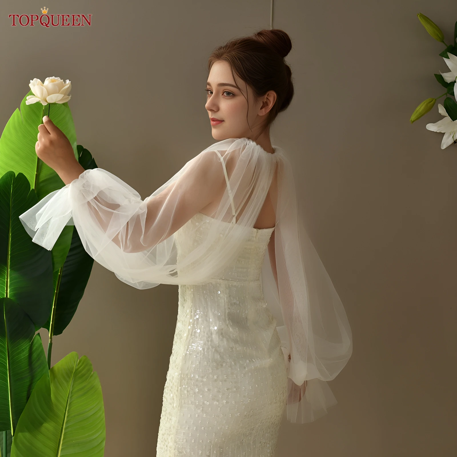 TOPQUEEN Vg121 قفازات شال تول نسائية مرنة قابلة للتعديل قطع علوية مقصوصة مناسبة لإكسسوارات الملابس القابلة للتخصيص