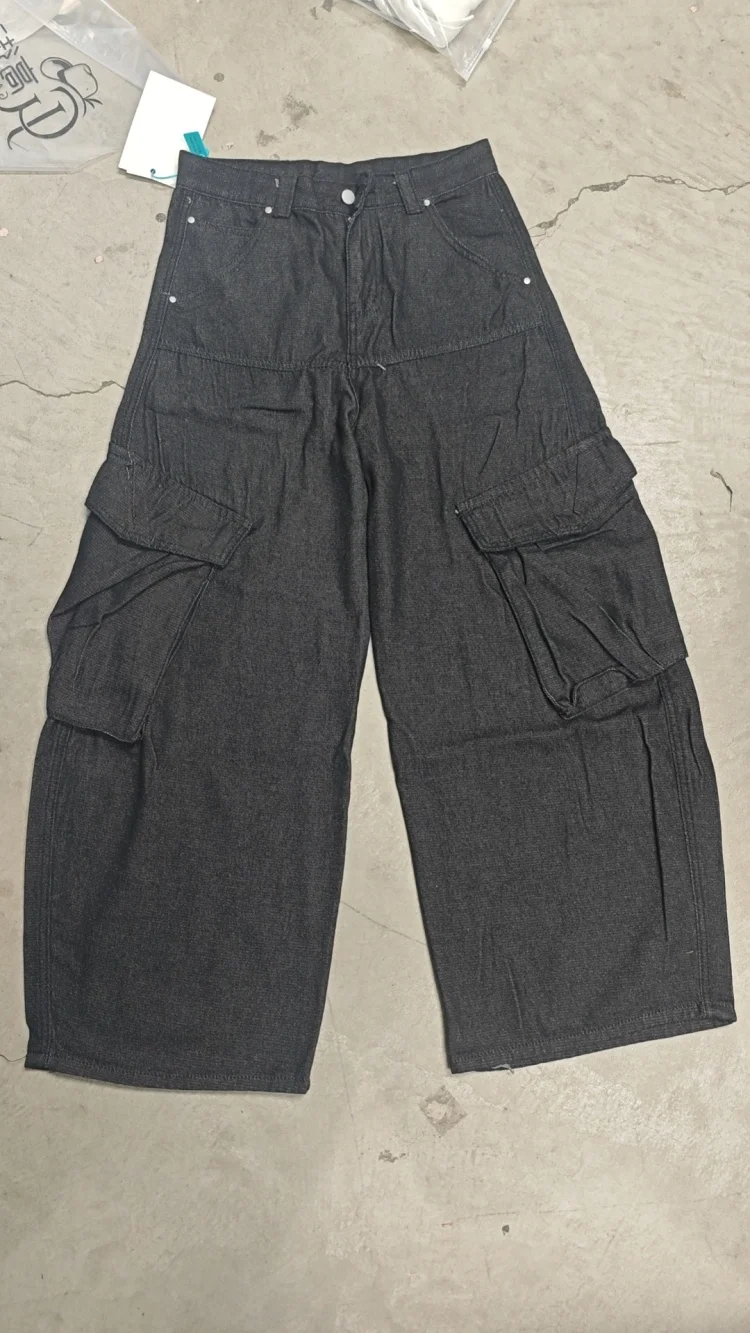 2025, japanische Y2K-Streetwear, schwarze Baggy-Cargo-Jeans, Hose für Herren, Kleidung, weites Bein, gerade Baumwolle, lange Hose, Moda Hombre – Detail 14