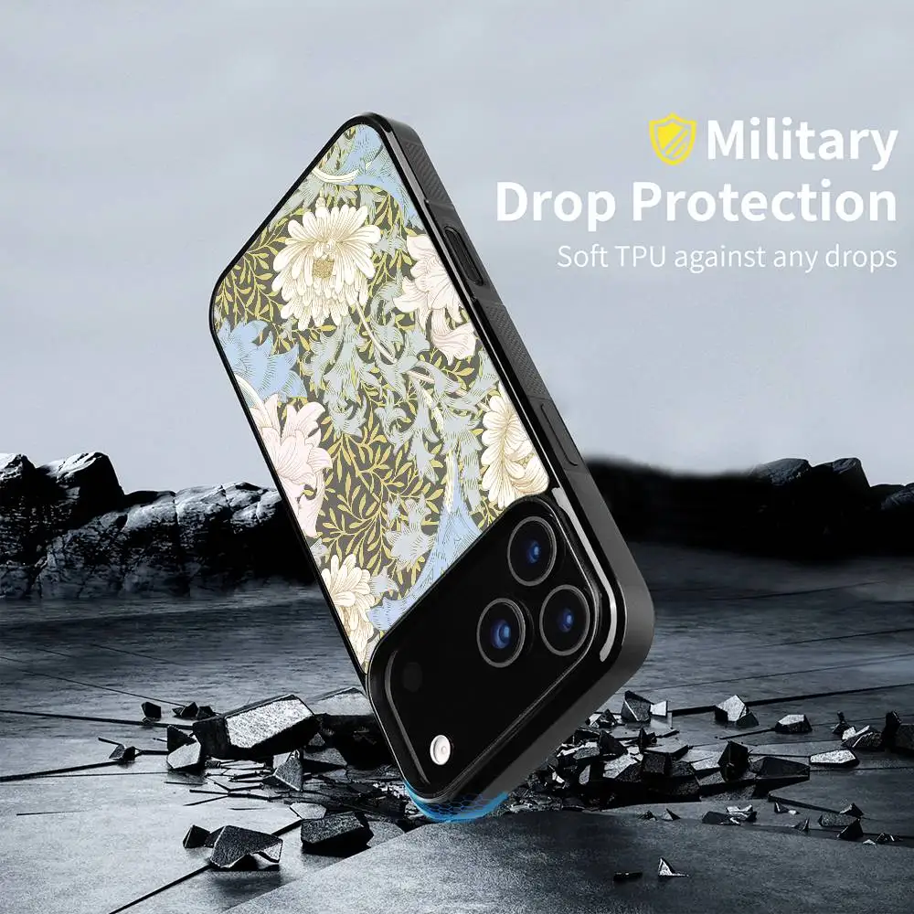 Retro bloemen Hard Case voor iPhone 17 16 15 14 13 12 11 Pro Xs Max Mini Plus