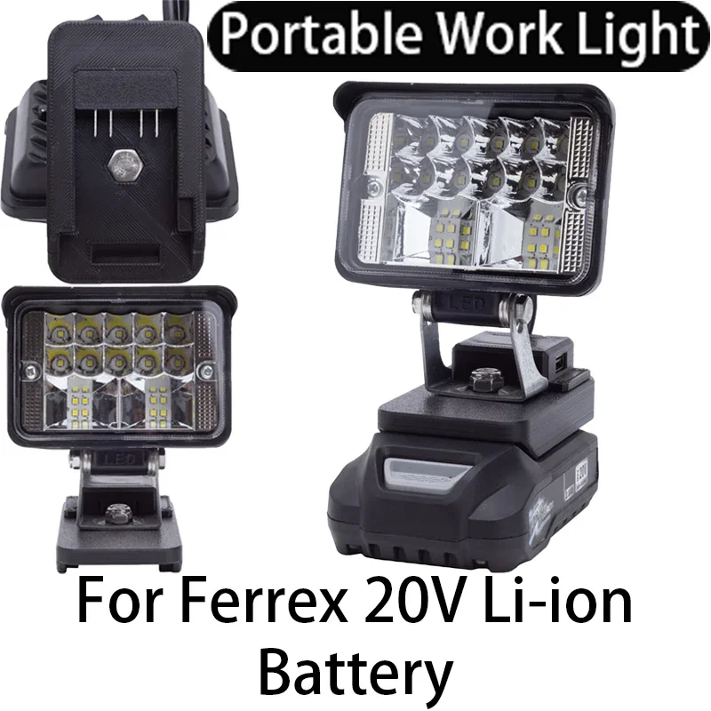 

Portable Tool Light for Ferrex 20V Li-Ion Battery with USB Portable Flashlight Cordless LED Work Light With USB charging port