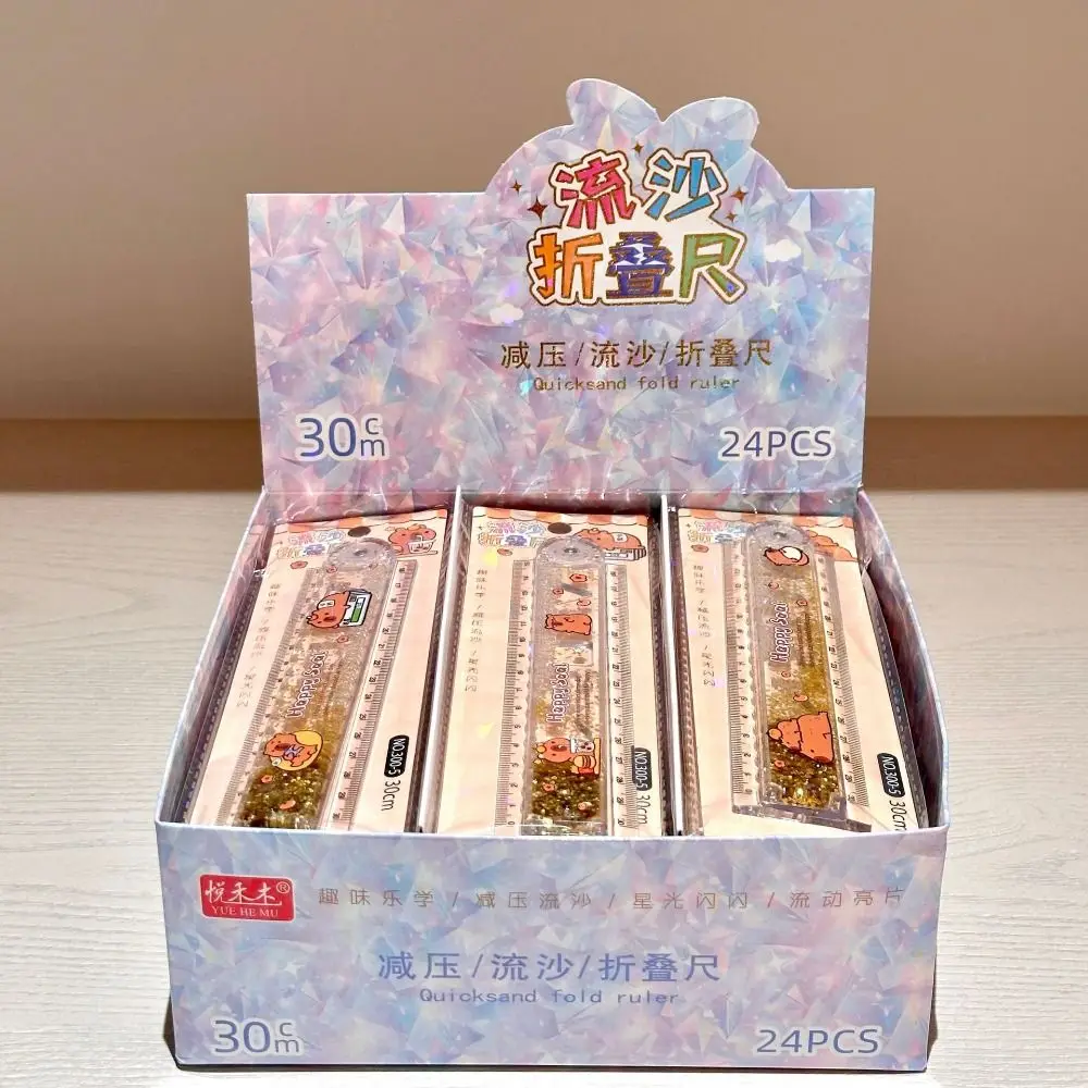 

Quicksand Capybara Ruler Transparent Multi-function Folding Ruler Measuring Tools Cartoon Drawing Ruler Stationery