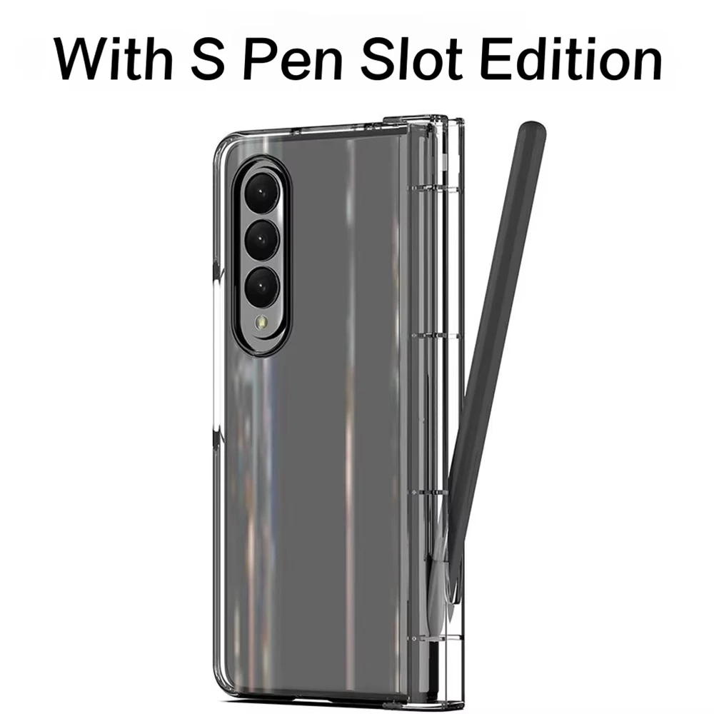 For Samsung Galaxy Z Fold 6 5 4 3 Transparent Case Shockproof Back Cover With S Pen Holder Shell For Samsung Z Fold5 Fold6 Coque view 4