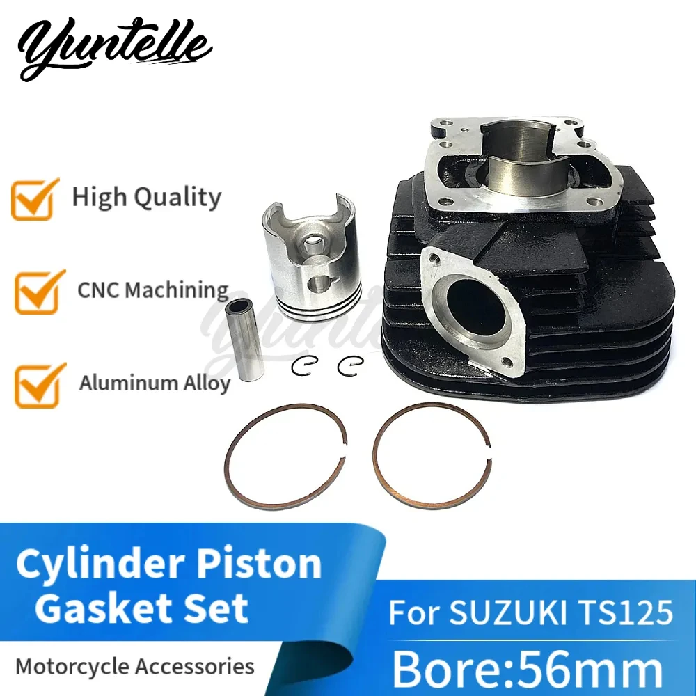 56mm Bore Cylinder Block Piston Ring Gasket Kit For SUZUKI TS125 TS 125 125cc 2 Stroke ATV Engine Parts Motorcycle Accessories