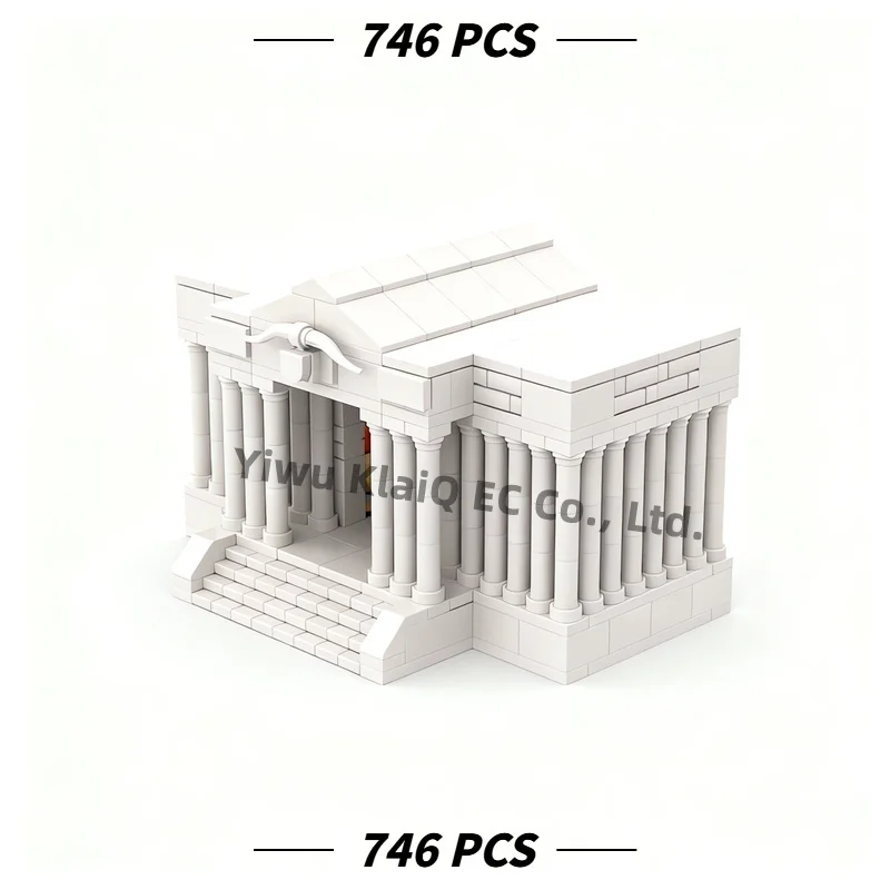 746pcs MOC Ancient Greek Zodiac Taurus Palace Building Blocks Architecture Pantheon Column Temple Bricks Model Set for Adults