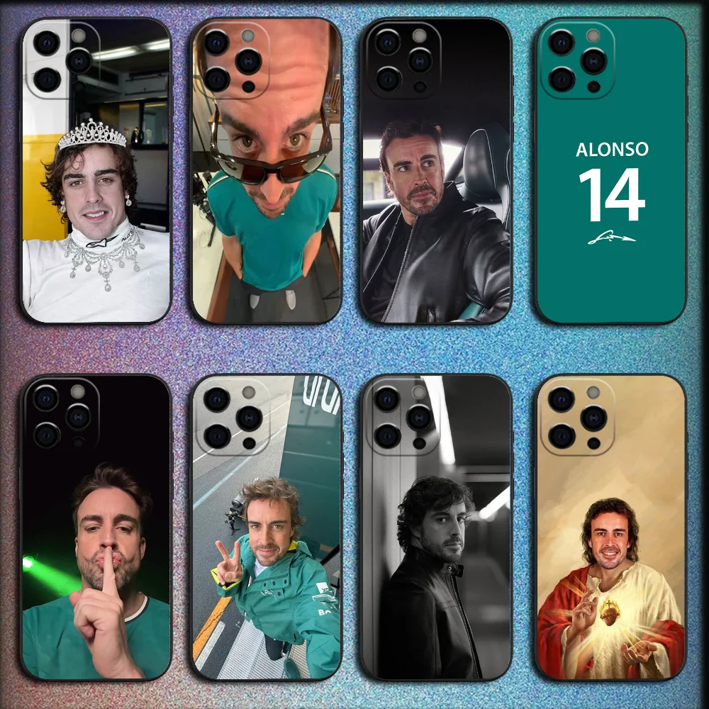 

14 Driver F-Fernando Alonso Phone Case For iPhone 16,15,14,13,12,11,Pro,X,XS,Max,XR,Plus,Mini Soft Black Cover