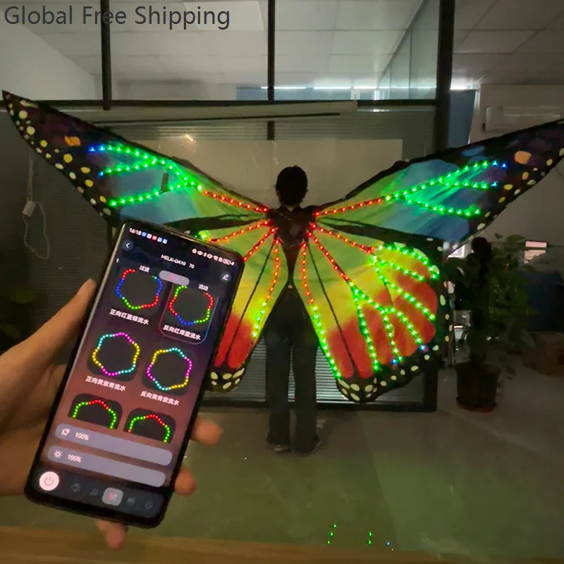 Full-color Led Wings For Belly Dance Costumes Butterfly Wings Dance Cape Accessories Stage Party Role-playing Glowing Props 2026