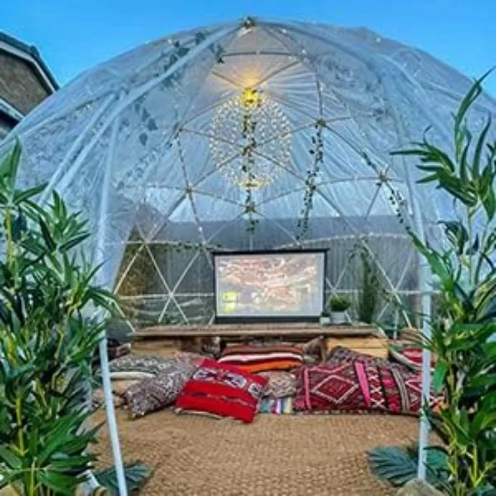 12x7 FT Greenhouse with PVC Cover, Door and Windows, Outdoor Garden Dome House, Winter Camping Bubble Tent