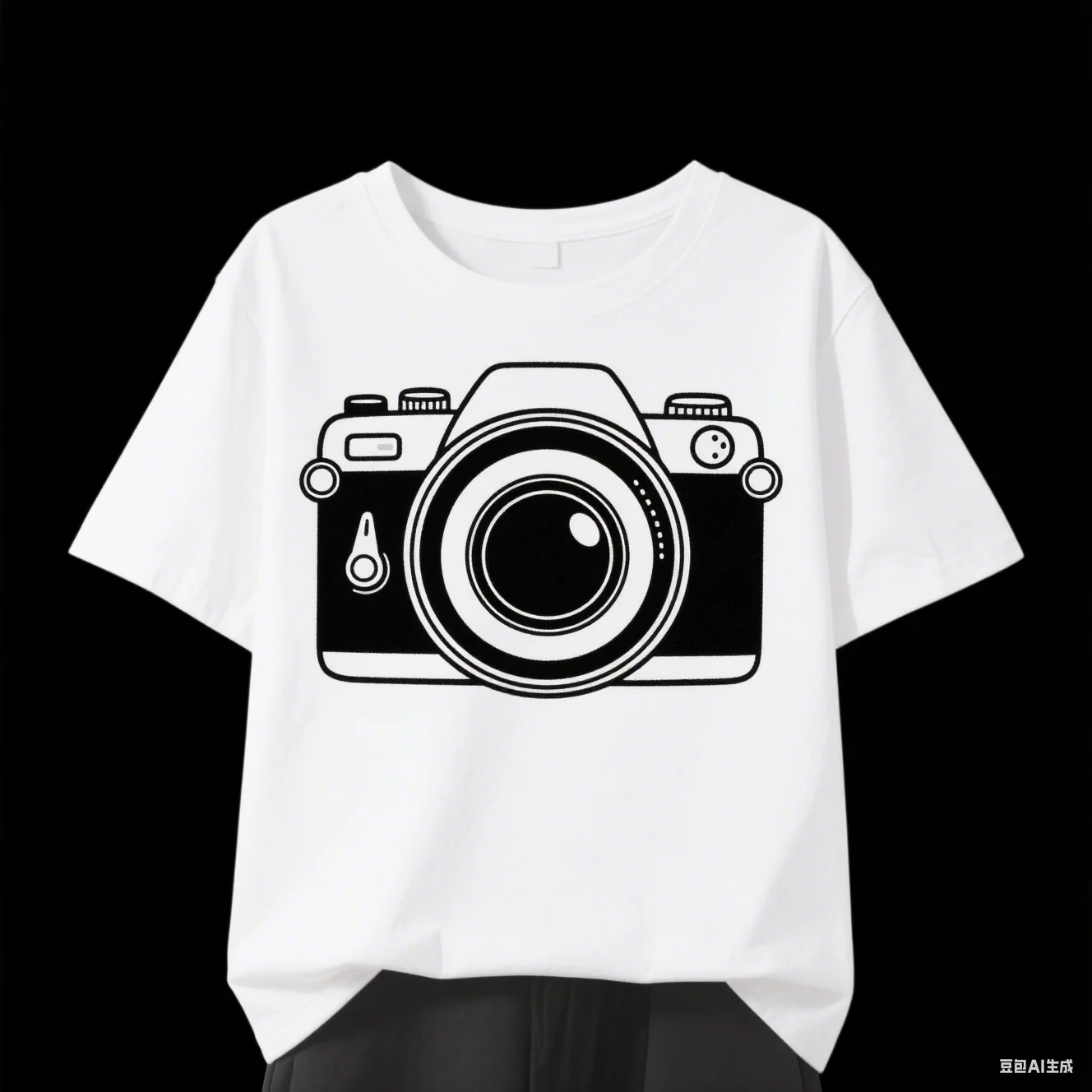 خمر عدسة الكاميرا وأزرار مصراع نمط طباعة القطن تي شيرت للجنسين قصيرة الأكمام جولة الرقبة الصيف عارضة الأزياء الأعلى