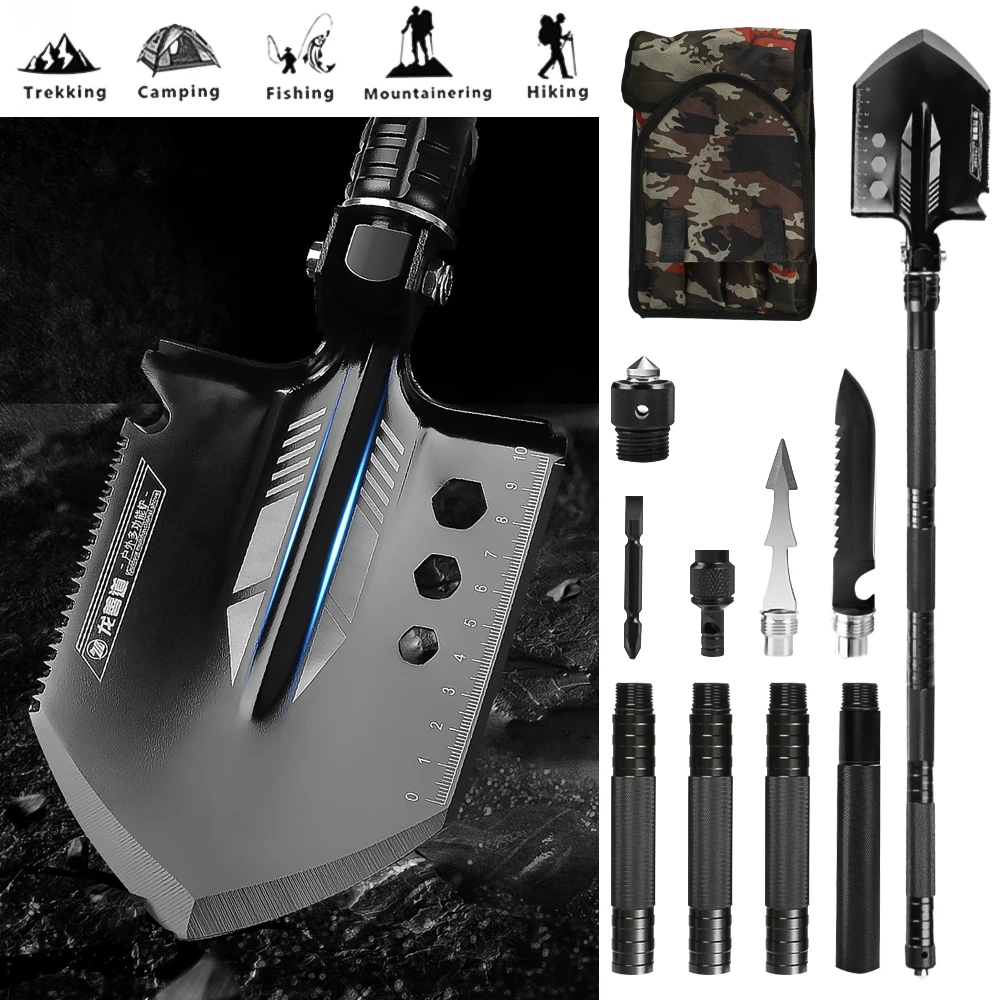 Multifunction Camping Shovel Survival Folding Shovels Military Tactical Shovel Hiking Outdoor Spade Garden Hoe Digging Tool Kit