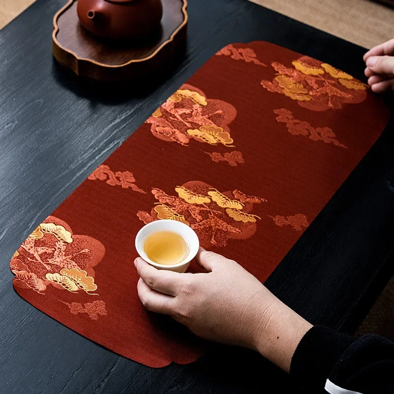 50x23cm Zen Tea Tablecloth Flag Waterproof Table Mat Japanese Small Tea Seats Accessories Teacup Mat Tea Ceremony Utensils