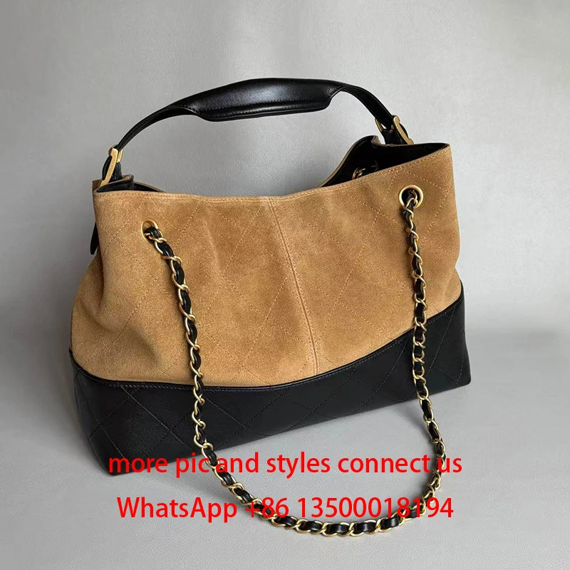 

Дизайнерская роскошная сумка-корзина из замши с цветовыми блоками, сумка-цепочка с ромбовидным узором, сумка на одно плечо