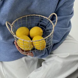 Kitchen Vegetable Fruit Basket Wire Woven Basket Decorative Metal Egg Container