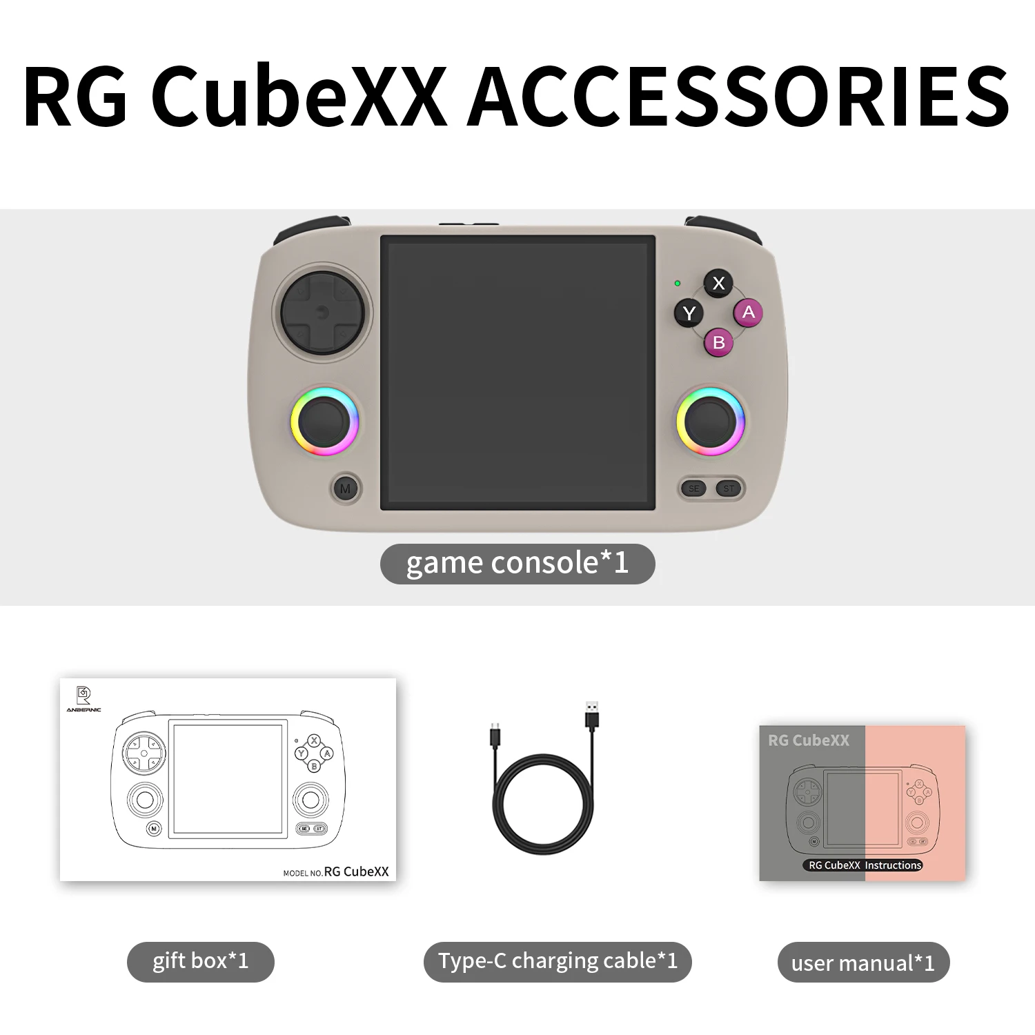 Anbernic RG CubeXX Handheld Game Console 3.95" IPS Screen Linux64-bit Retro Gaming Console Supports HD-Connection WiliWili Ebook